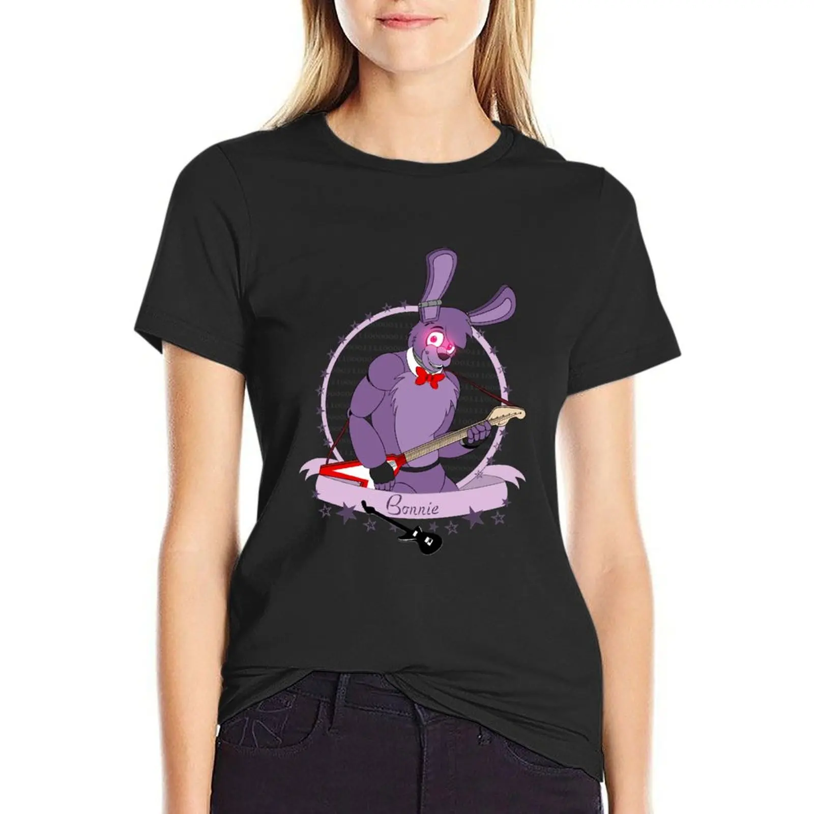 Bonnie's Guitar the Bunny T-Shirt funnys vintage cropped t shirts for Women