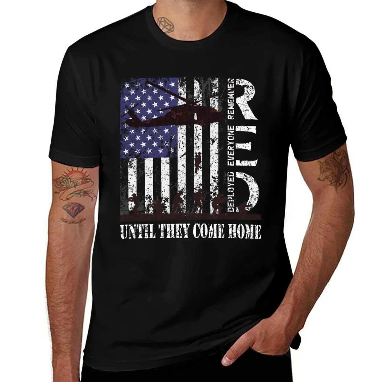 RED Friday Remember Everyone Deployed US Flag Army Patriotic Retro Distressed Style T-Shirt