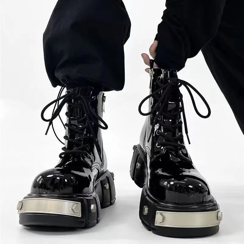 

2026 New Thick Soled Black High Top/low Top Men's Motorcycle Boots, Women's Motorcycle Boots, Couple Shoes Size 35-45