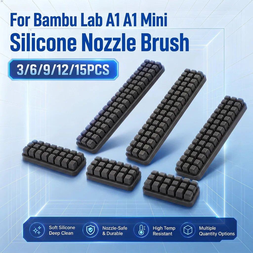 Silicone Nozzle Cleaner Brush 3/6/9/12/15Pcs For Bambu Lab A1/A1 Mini Hotbed Mount Print Head Carbon Residue Remover Wiper