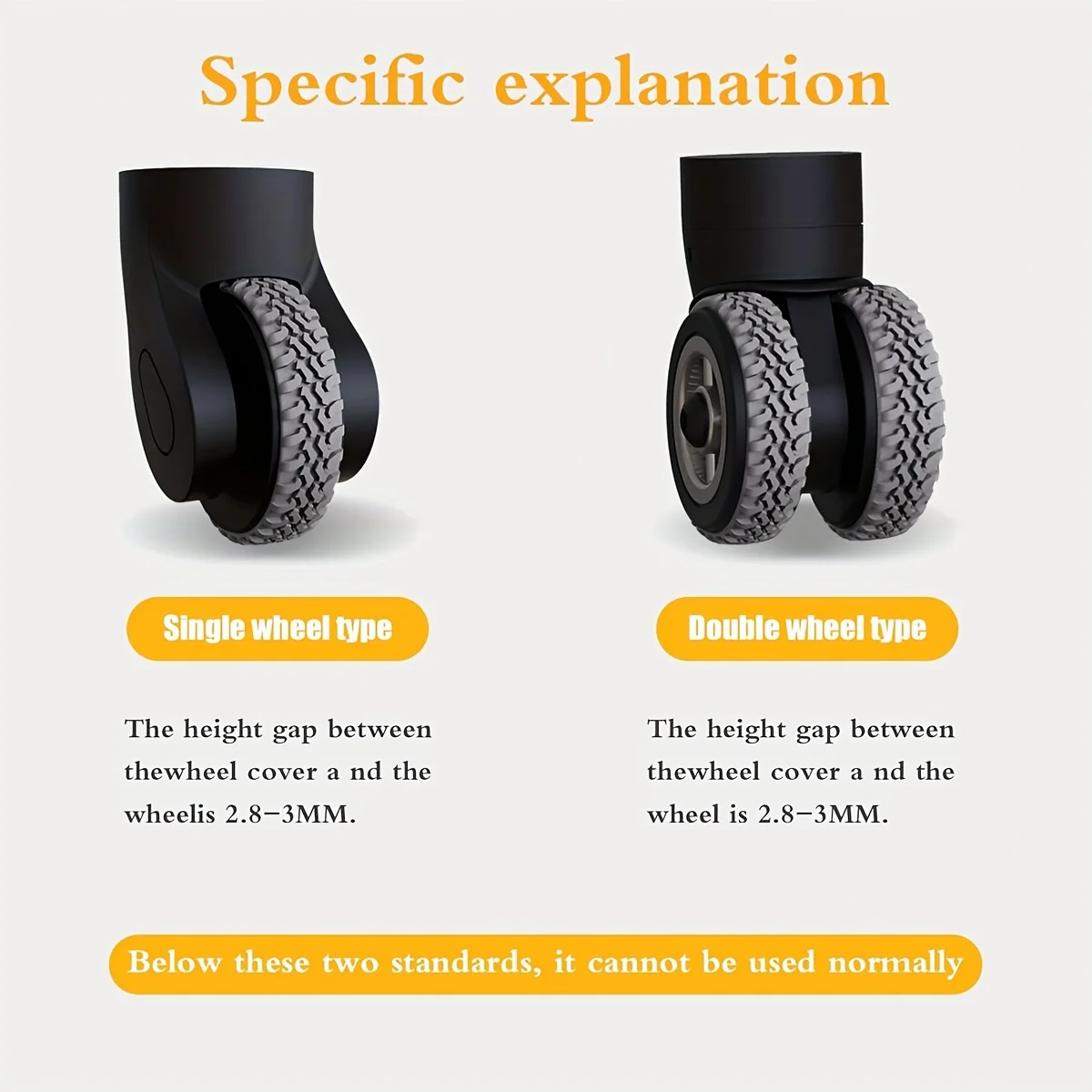 4 Sporty Silicone Suitcase Wheel Protectors - usage example