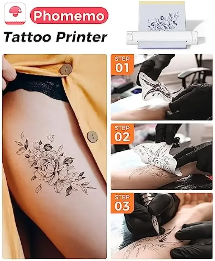 Phomemo M08F Wireless Tattoo Transfer Stencil Printer A4 Paper Portable Thermal Printer Copier Compatible with Smartphone PC