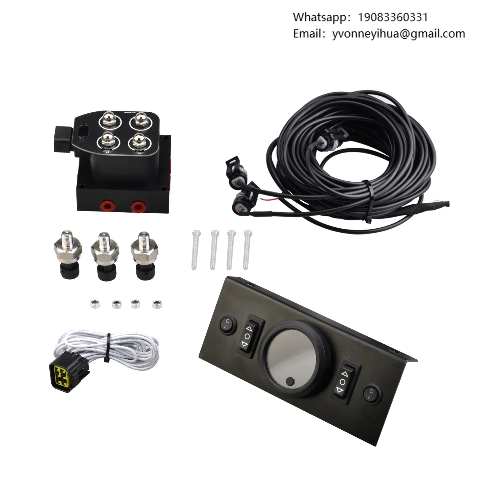 

Universal Air Ride Suspension Three In One Display Pressure Gauge With Solenoid Valve And Control Panel Ship Type Switch Kit