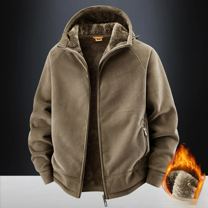 

COMXZ Plus Size New Jacket Classic Hooded Travel Thickened Warm Coat Premium Fleece Camping Windproof Autumn Winter Garment