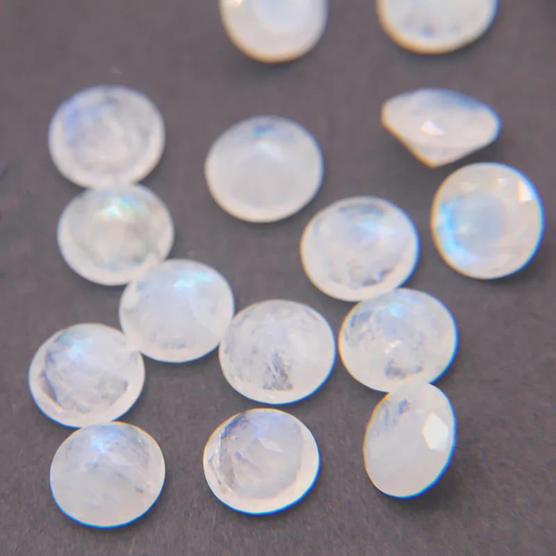 Sri Lanka Natural Blue Fire Moonstones Round  Brilliant Shape Cut Loose Gemstones Multiple Sizes 6-9mm For Jewelry Making