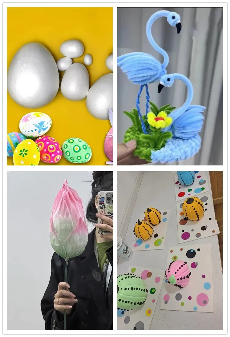 2-7cm weiße Oster-Schaumstoffeier aus Styropor, künstliche Eier zum Bemalen für Kinder, handgemachte Frühlings-Oster-Party-Dekoration, DIY-Kranz-Bastelarbeiten – Detail 5