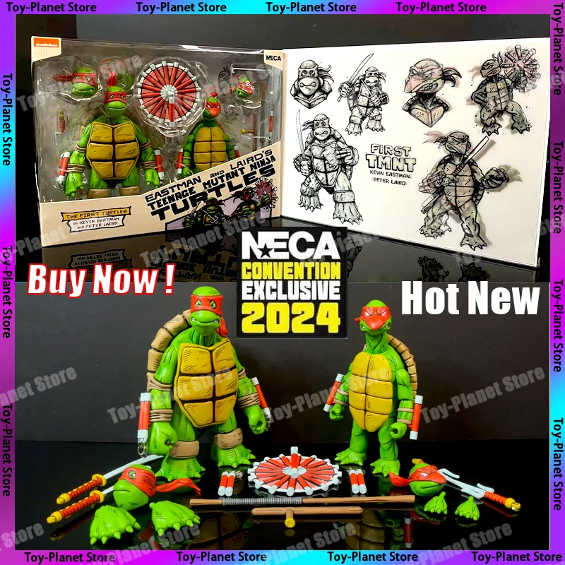 Neca Tmnt Turtles The First Turtles Kevin Eastman And Peter Laird SHF Convention Exclusive 2024 Anime Action Figure Gifts Toys