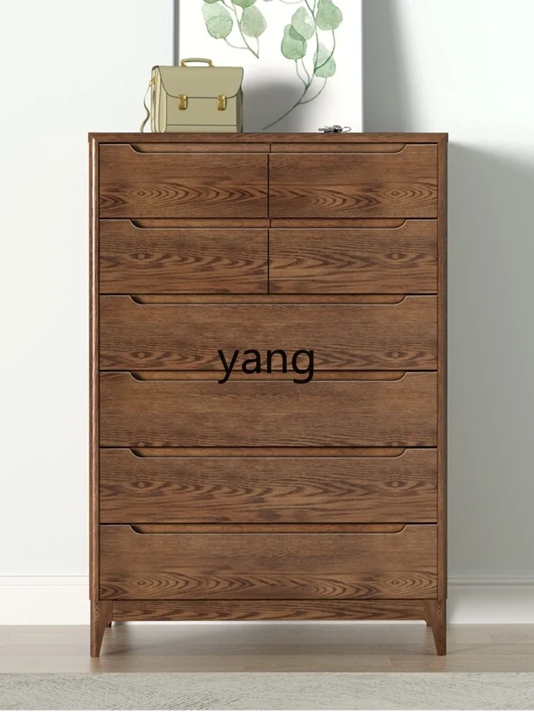 CX Solid Wood Oak Eight Buckets Large Capacity Bedroom Storage Chest of Drawer