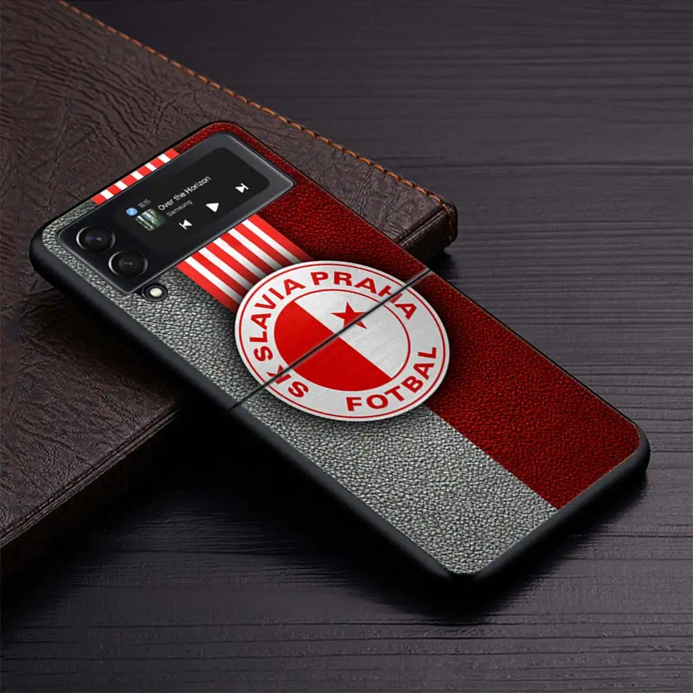 Sk Slavia Praha Czech Republic Zflip4 Zflip5 Phone Case For Samsung Z Flip3 Flip4 Flip5 5G zFlip 4 5 Cover Cellphone Shell Caso