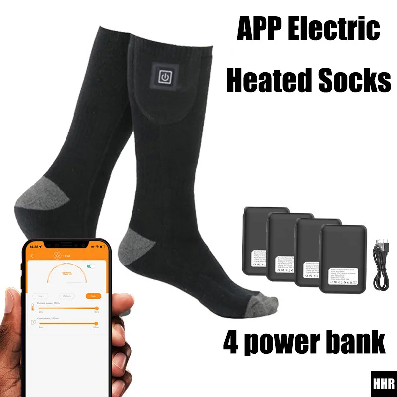 Smart App Control Heated Socks 5000mAh Rechargeable Electric Thermal Socks for Men Women Winter Outdoor Sports Hiking Bike Ski