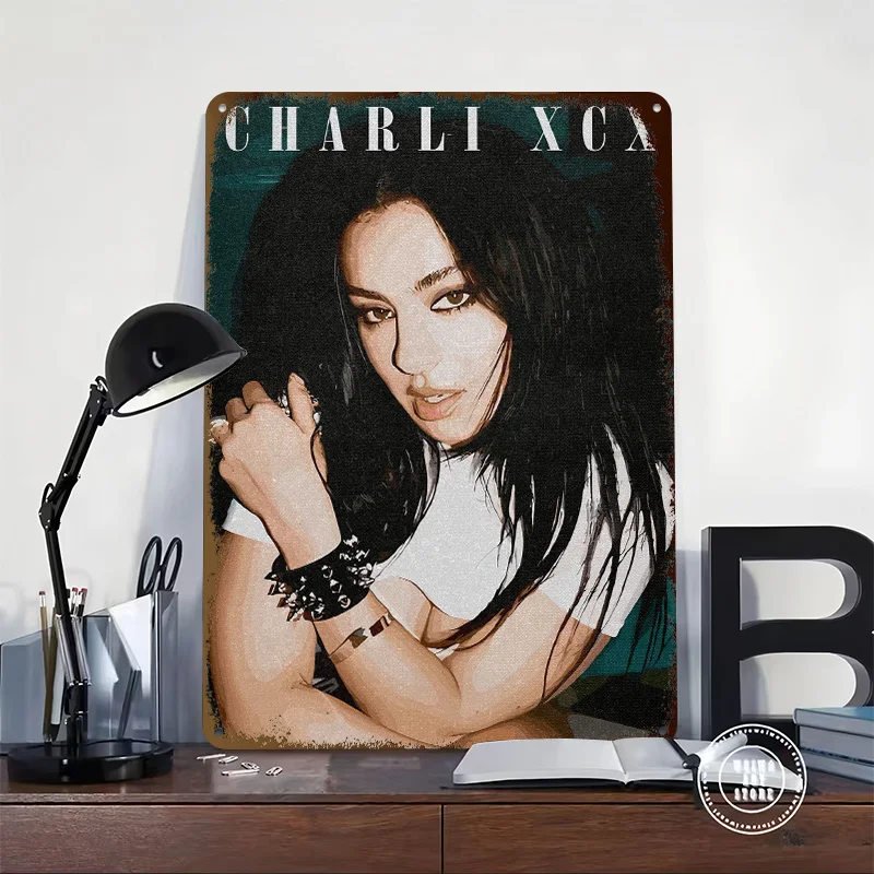 Charli XCX Portrait Poster Customized Vintage Metal Signs Wall Art Retro Tin Plaque for Living Room Decoration House Wand Deko