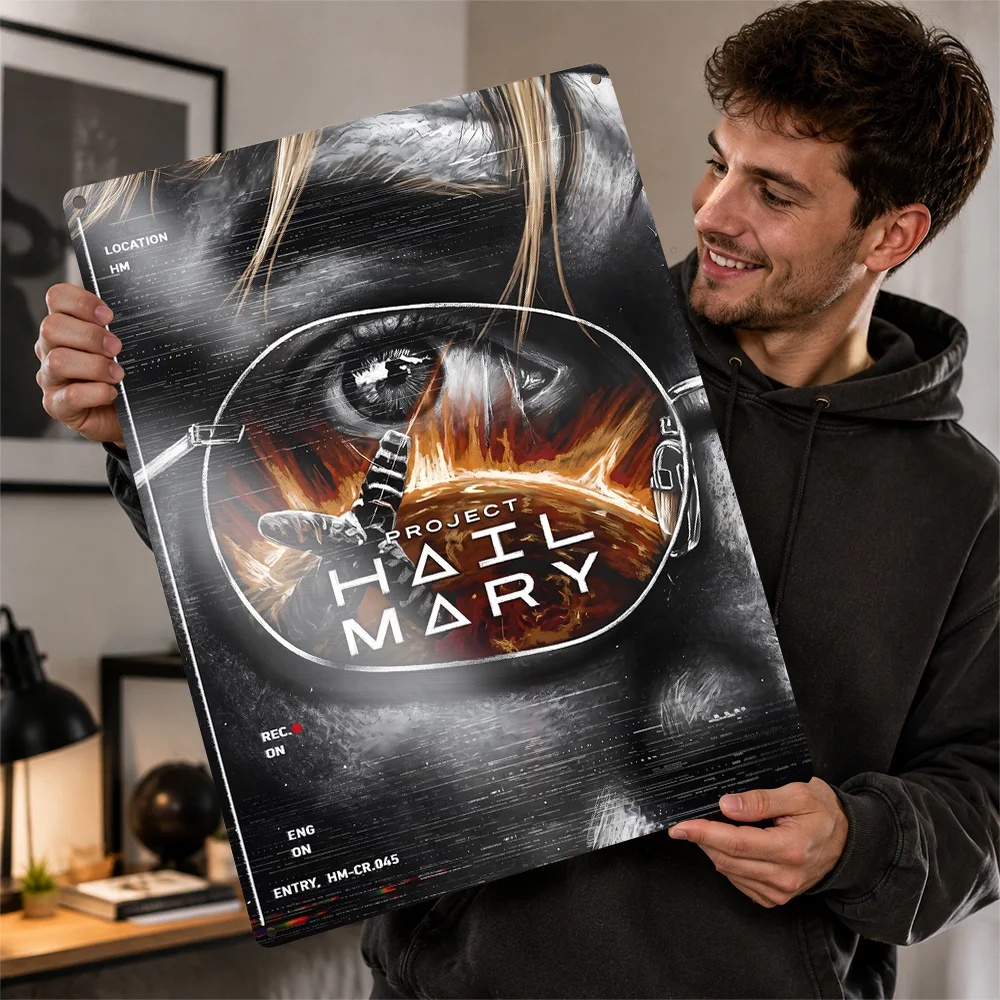 Project Hail Mary Helmet Eye Cover Printed Poster Customized Metal Sign Cosmic Screen Style Wall Art Entertainment Space Decor