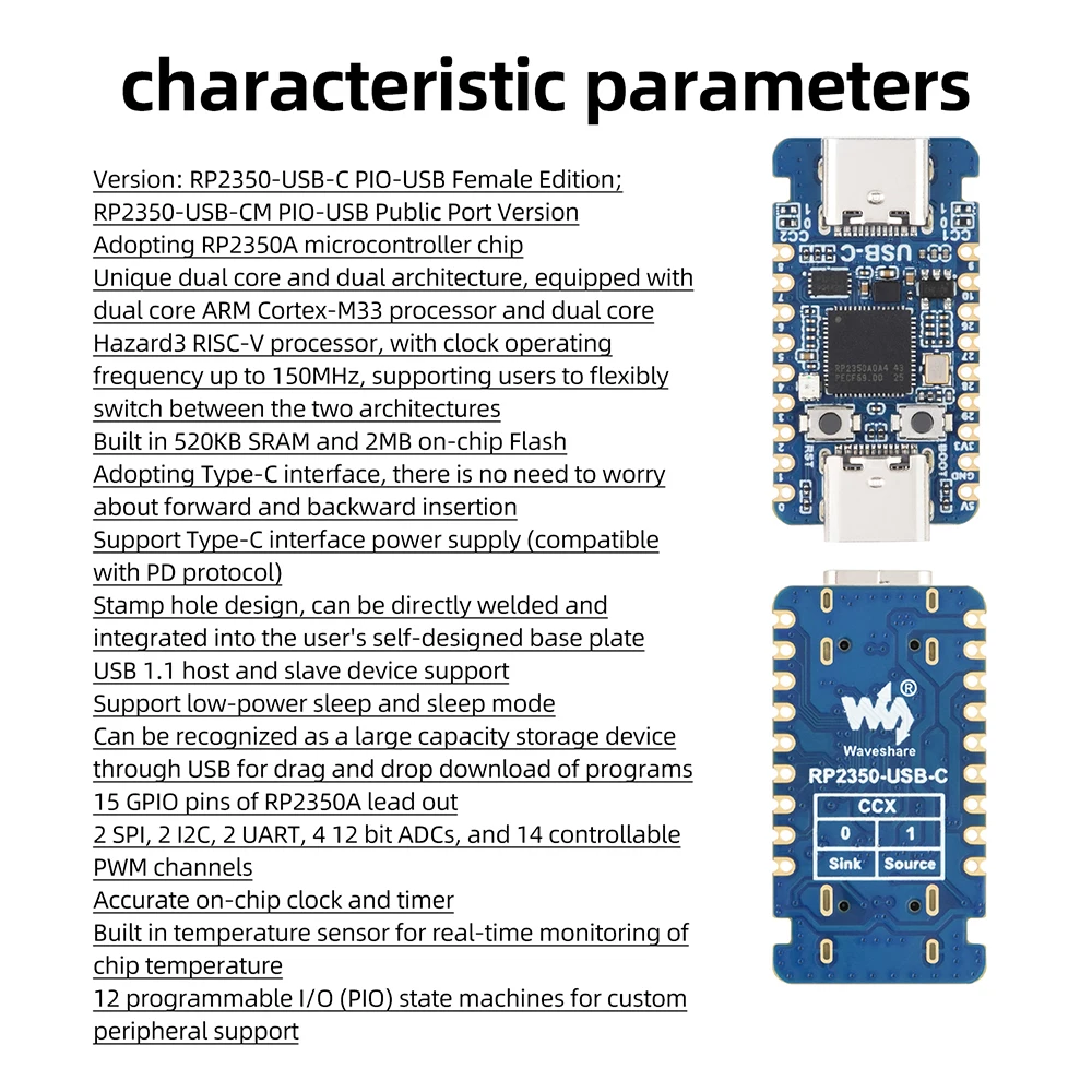 RP2350 USB-C Mini-Entwicklungsboard Dual-Core-Mikrocontroller mit Typ-C und GPIO für IoT-DIY-Projekte – Detail 14