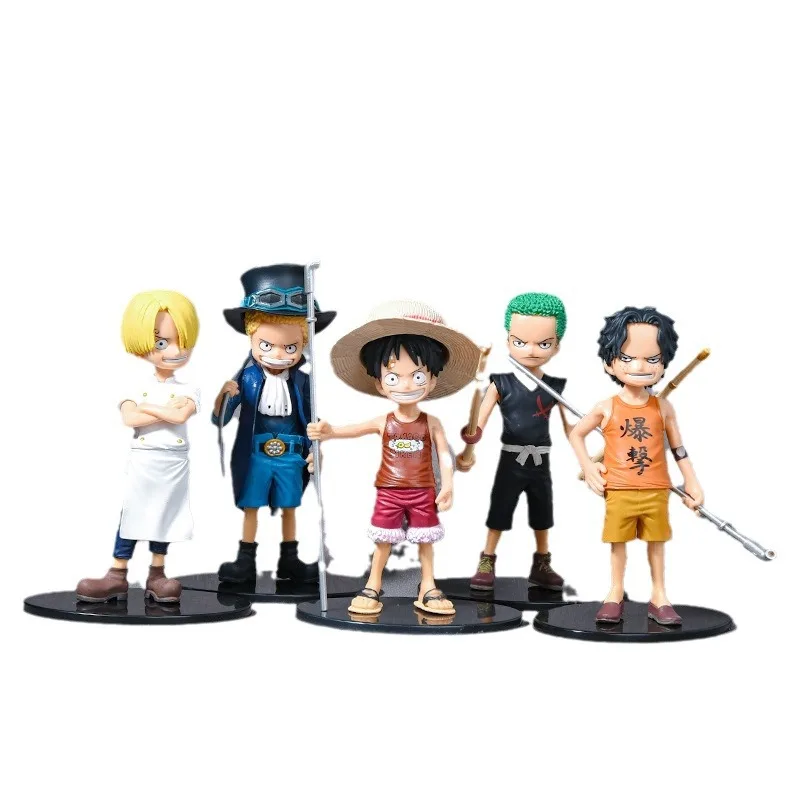 Mainan Figurine Piece Anime Figurine masa kecil Luffy Saab Aishanzhi Solon Model Figurine kue patung film Tv hadiah liburan