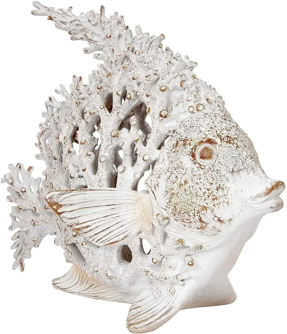 

Decor White Coral Reef Angelfish Sculpture Beach Home Decor Coastal Coral Look Tabletop Collection 12 in x 11 in