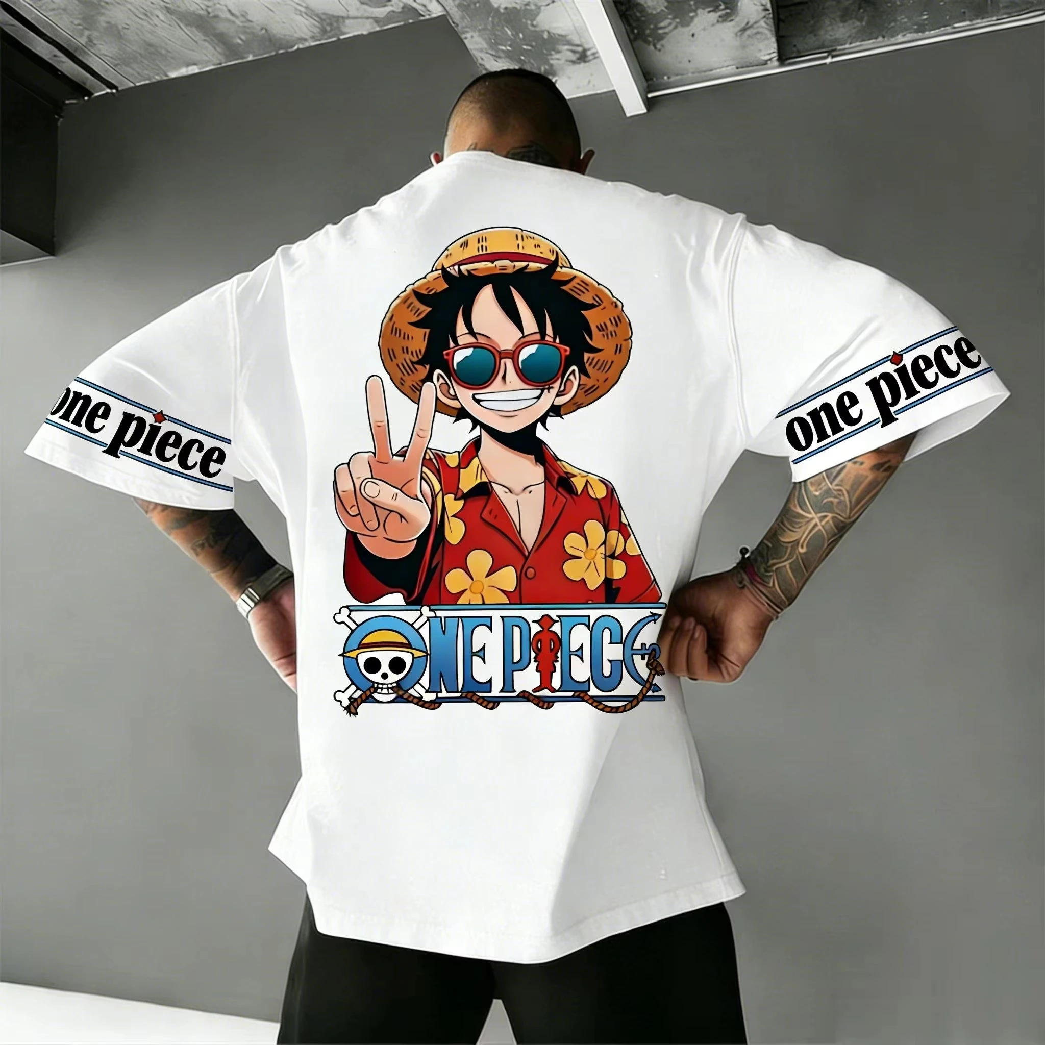 2026 Summer Y2K Unisex Oversized One Piece Luffy Graphic T-Shirt Men Women Cotton Short Sleeve Anime Streetwear Casual Y2k Tops
