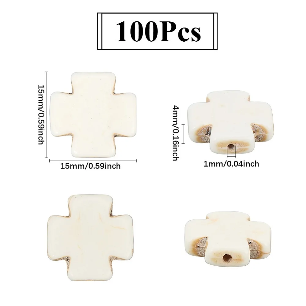 100Pcs Turquoise Beads Dyed Greek White 15x15x4mm Hole: 1mm