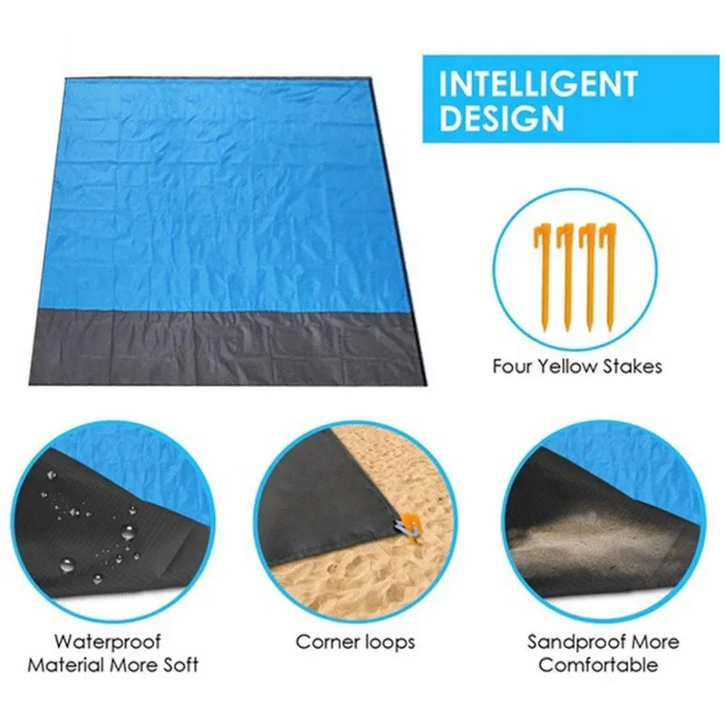 Moisture-proof Beach Blanket Foldable Picnic Blankets Waterproof Rugs Picnic Mat Outdoor Floor Mat Portable Plaid Nylon Beach