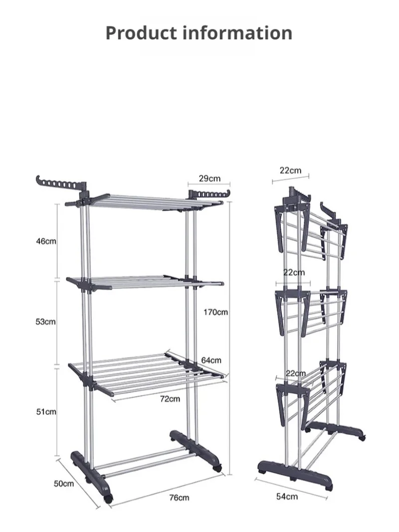 Home removable drying rack Multifolding telescopic towel hanging rack Floor standing drying rack