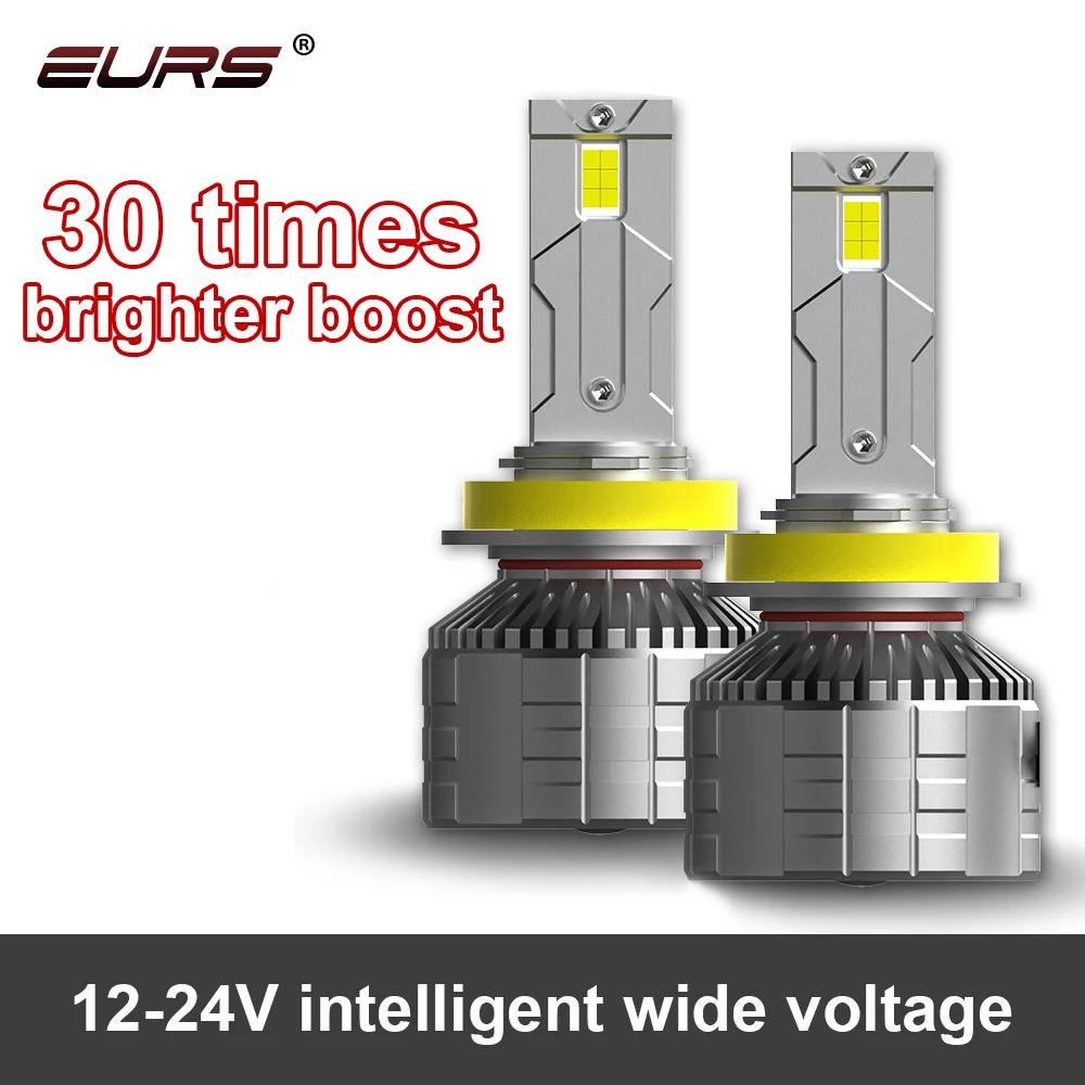 Светодиодсветодиодный лампы EURS H7 H4 H1 H11, светодиодные лампы Canbus с двойной медной трубкой 12 В 24 В HB4 9006 9005 9012, светодиодный светильник Светодиодные фары 6000K 65 Вт, Автомобильные фары