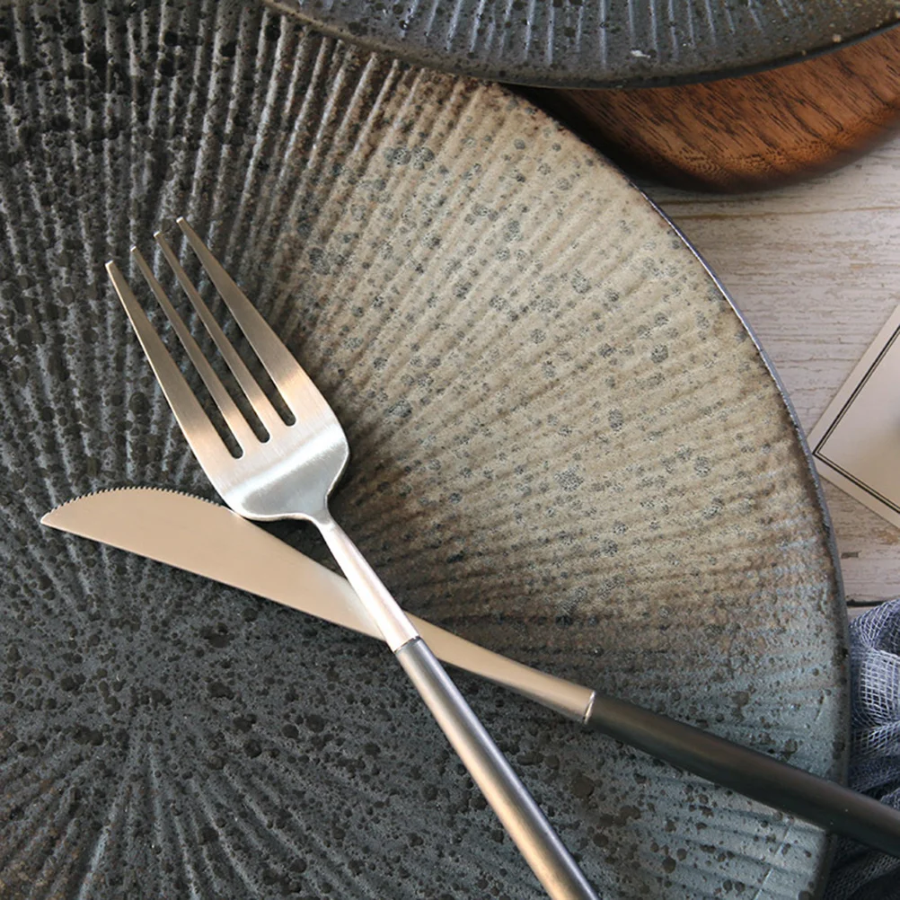 

Retro Ceramic Dish Round Tableware 8 Inches Steak Pan Fish Salad Snack Plate Dishwasher Microwave Safe Ceramic Dish