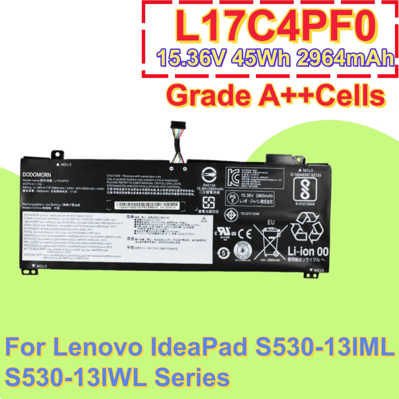 Factory Direct L17C4PF0 Laptop Battery For Lenovo S530-13IWL S530-13IML Xiaoxin Air13 Replace L17M4PF0 5B10W67314 5B10R38649