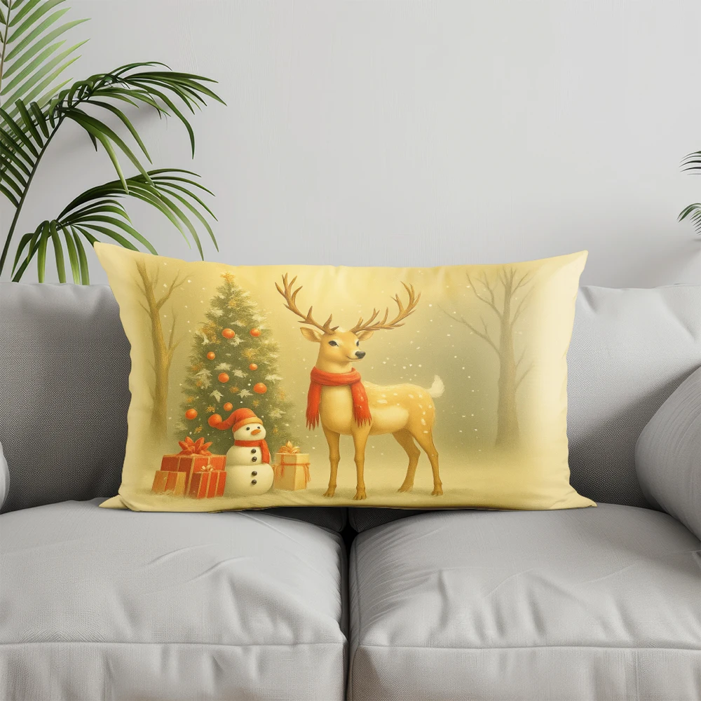 ديكور المنزل عيد الميلاد كوخ ثلج وسادة مناسبة ل أريكة غرفة نوم سيارة وسادة غطاء وسادة مستطيلة الظهر وسادة #5