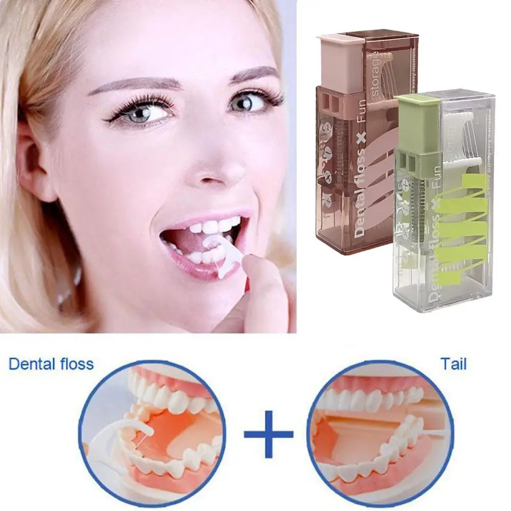 Automatic Dental Floss Storage Box Oral Hygiene Care Dental Portable with Floss Floss Convenient Dental Dispenser 10pcs H1P3