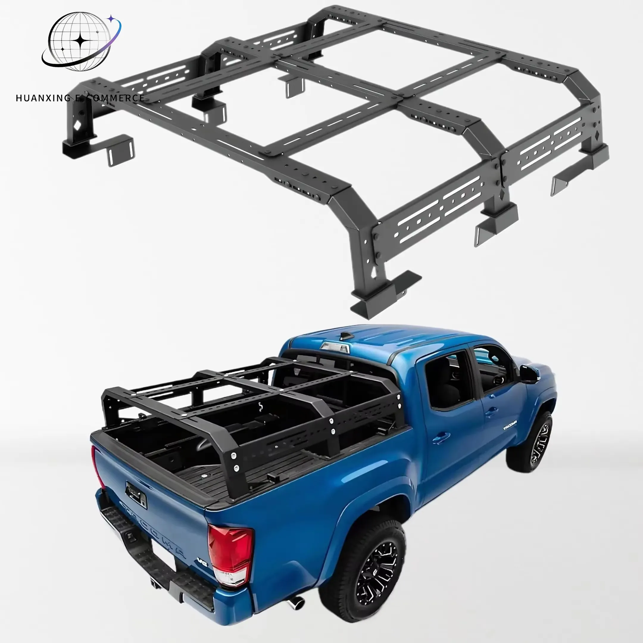 Adjustable Steel Alloy Truck Bed Rack Heavy Duty Pickup Bed Cargo Rack Roll Bar Platform Rack For Ranger F150 Ram Customization