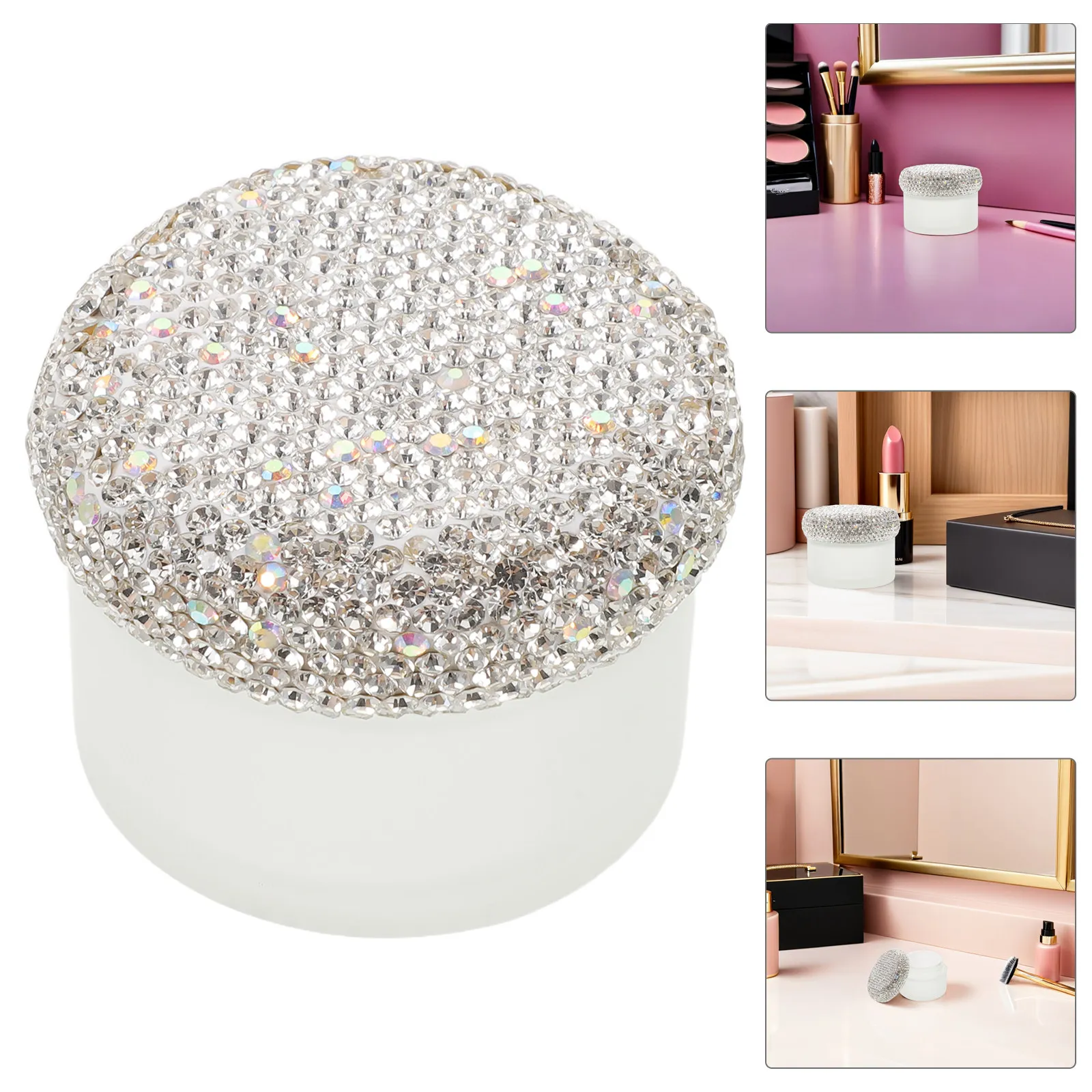 

30 г. Дорожный контейнер для крема, многоразовые стеклянные баночки с отделкой стразами, маленькие упаковочные баночки для ухода за кожей и DIY косметики