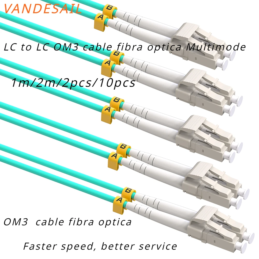 VANDESAIL LC to LC OM3 cable fibra optica Multimode,Fiber Optic Patch Cable for SFP+ transceivers 50/125µm LSZH