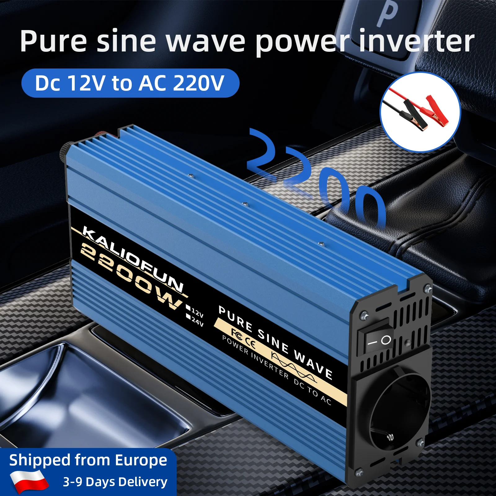 Reiner Sinuswellen-Wechselrichter, EU-Standard 1000W/2200W/3000W/4000W/5000W, DC 12V/24V zu AC 220V 50Hz, geeignet für den persönlichen und häuslichen Gebrauch.