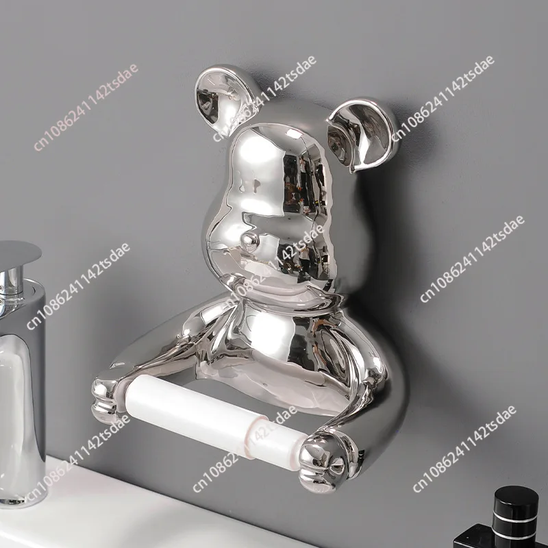 Luxury Bear Roll Paper Holder Household Toilet Face Towel Toilet Hanging Wall Waterproof Storage Tissue Box