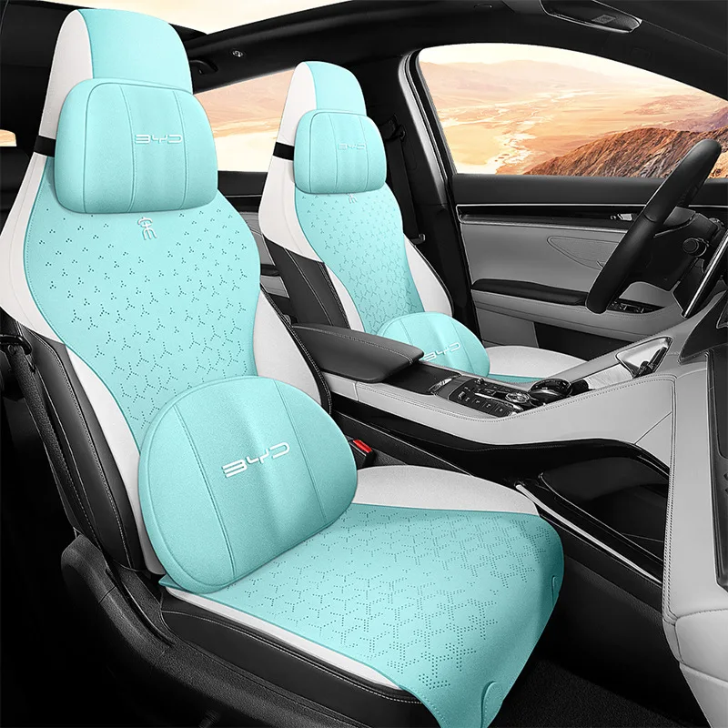 One Set Car Seat Cover Mat for BYD Song Plus Special Suede Half Pack Breathable Cushion Detachable Headrests Auto Accessories