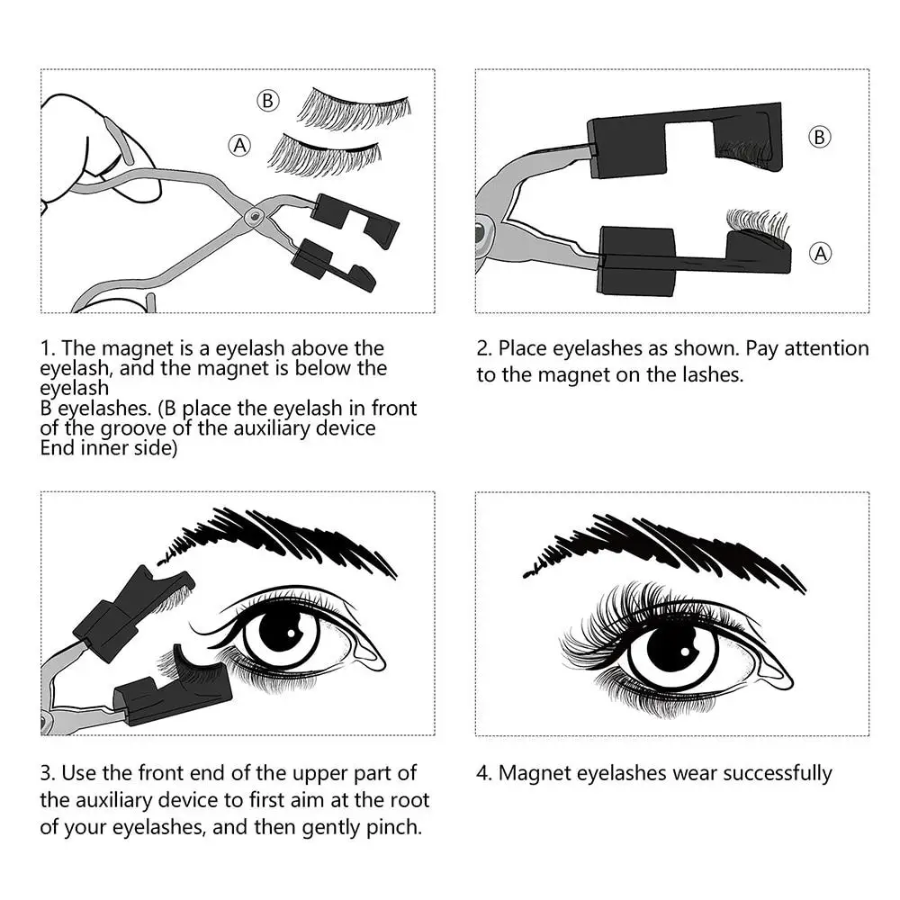 Zestaw magnetycznych rzęs 3D z aplikatorem Naturalny wygląd Sztuczne rzęsy Wielokrotnego użytku Łatwe w noszeniu Nie wymaga kleju Rzęsy i klipsy 2024