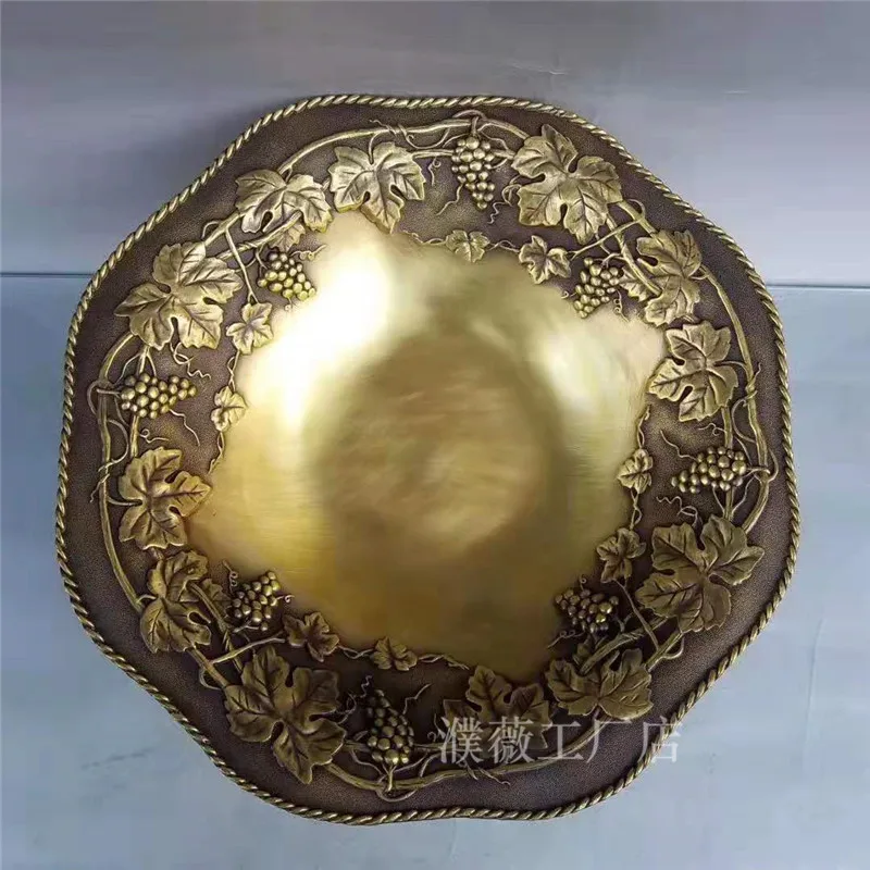Offering Brass Grape Fruit Plate Ornament Supplies for Buddhist Temple Shrine Ancestral Hall