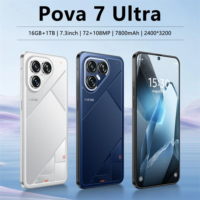 Teléfono Inteligente Original Pova7 Ultra de 7.3 Pulgadas, 7800 mAh, Android, 5G, Desbloqueado, 16 GB + 1 TB, Doble SIM, Face qd19