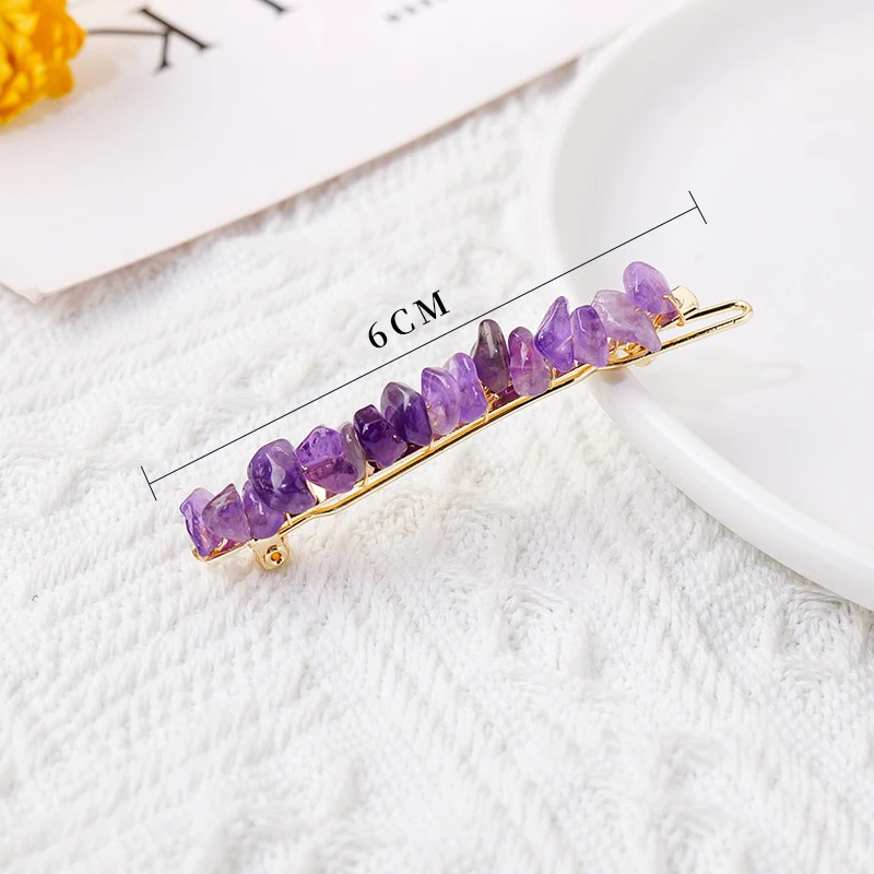 Natural Chips Quartz Hair Clips for Women Irregular Rock Gravels Stone Crystal Hair Clips Hair Pins Barrette Hair Accessories