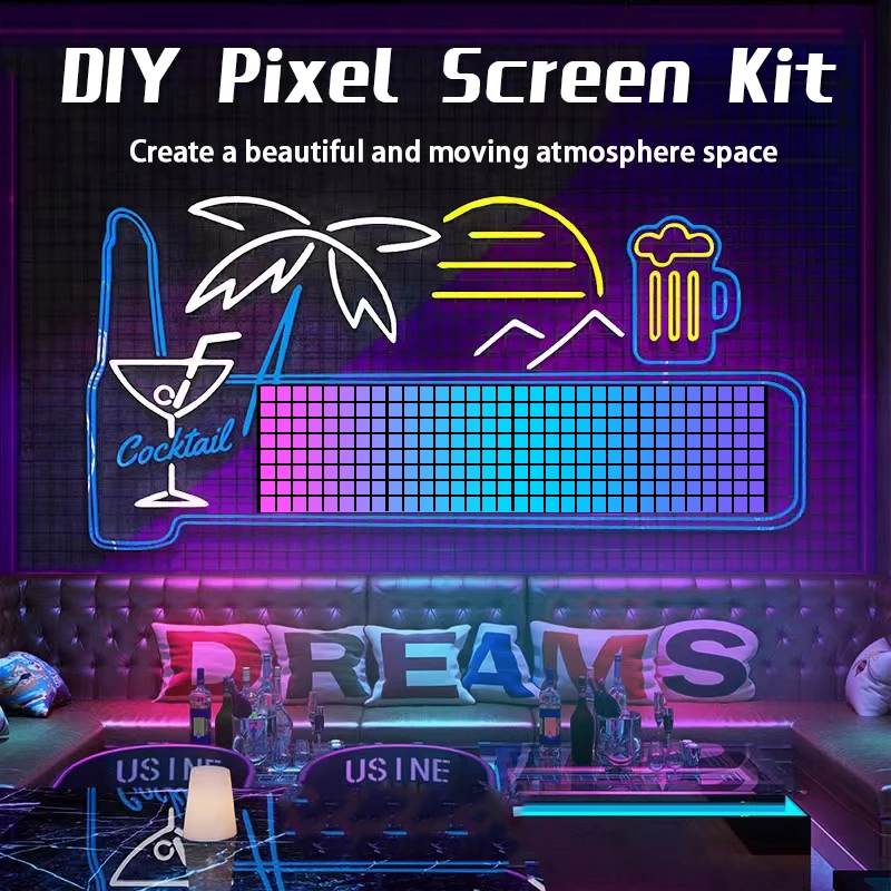 LED Smart Splicing Pixel Display APP Control Customizable DIY Text Pattern Animation Home Decoration Game Room Bar Christmas