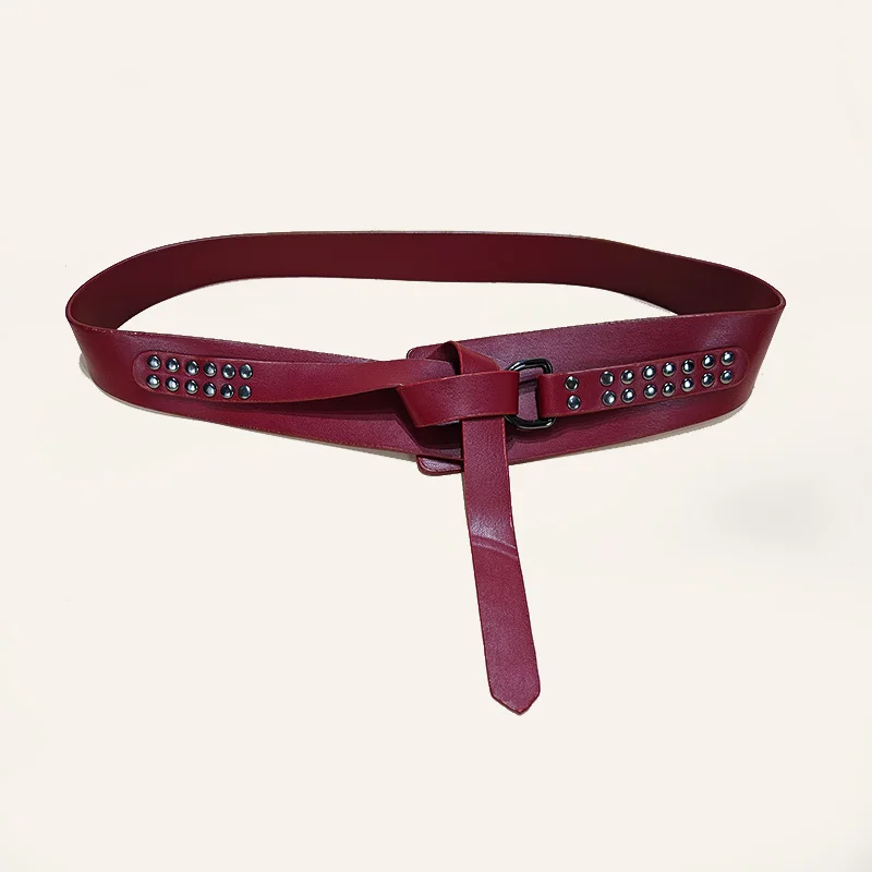 ที่มีคุณภาพสูง Punk เข็มขัดผู้หญิง Knot Soft Pu หนังยาวเข็มขัดหญิงเอวเสื้อรัดตัวเข็มขัด Cummerbunds Gothic กางเกงยีนส์เข็มขัด