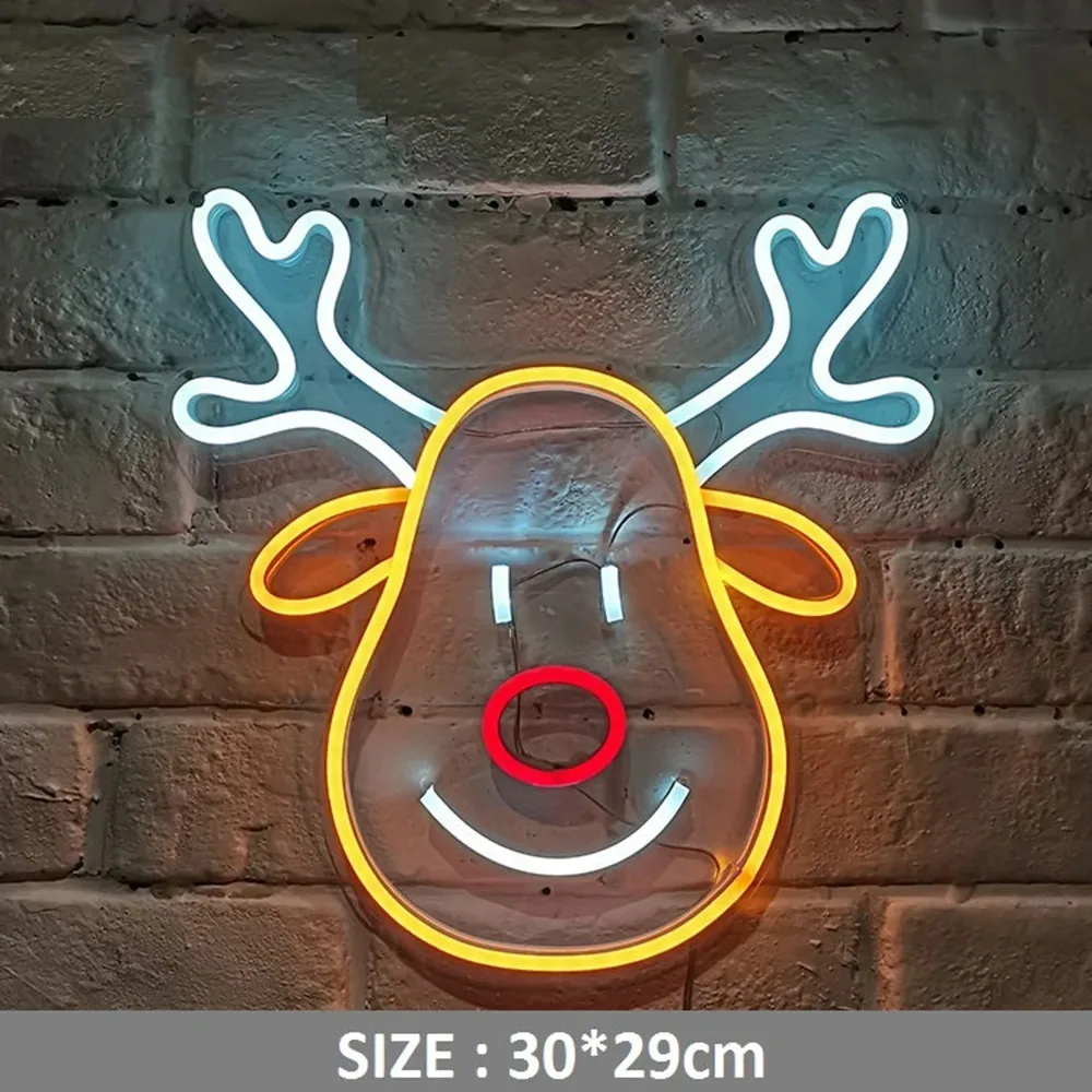 Avant-garde Neon Christmas Reindeer Neon Neon with Acrylic Plate Deer Neon Decoration Christmas Decoration Christmas Gift