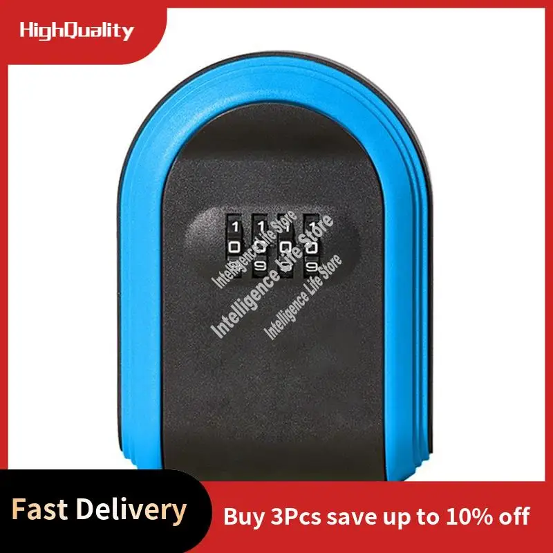 

Key Safe Box Weatherproof 4 Digit Combination Outdoor Key Security Storage Case Key Lock Box Wall Mounted Durable ,Black & Blue-