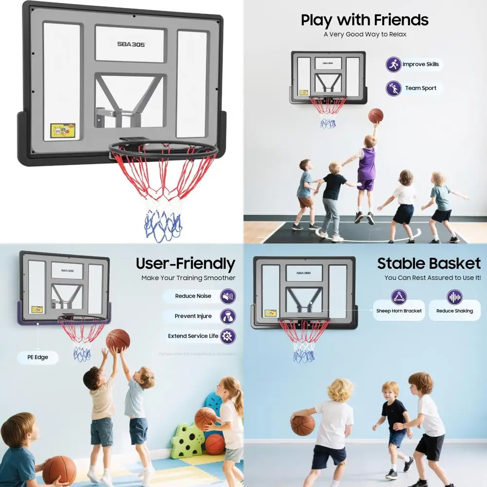 

"wall-mounted basketball hoop combo with shatter-proof backboard and rim for durability and competitive play"
