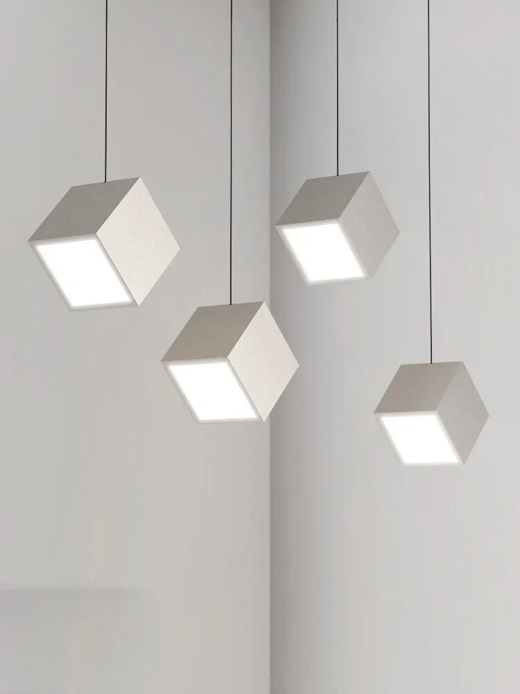 Modern Square White Creative Led Pendant Lamp Dining Room Dining Table Kitchen Dining Room Minimalist Pendant Lamp Lighting