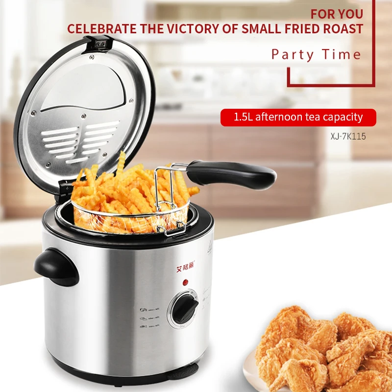 Electric fryer Mini fryer Household small round French fries machine fried chicken wings fryer constant temperature frying stove