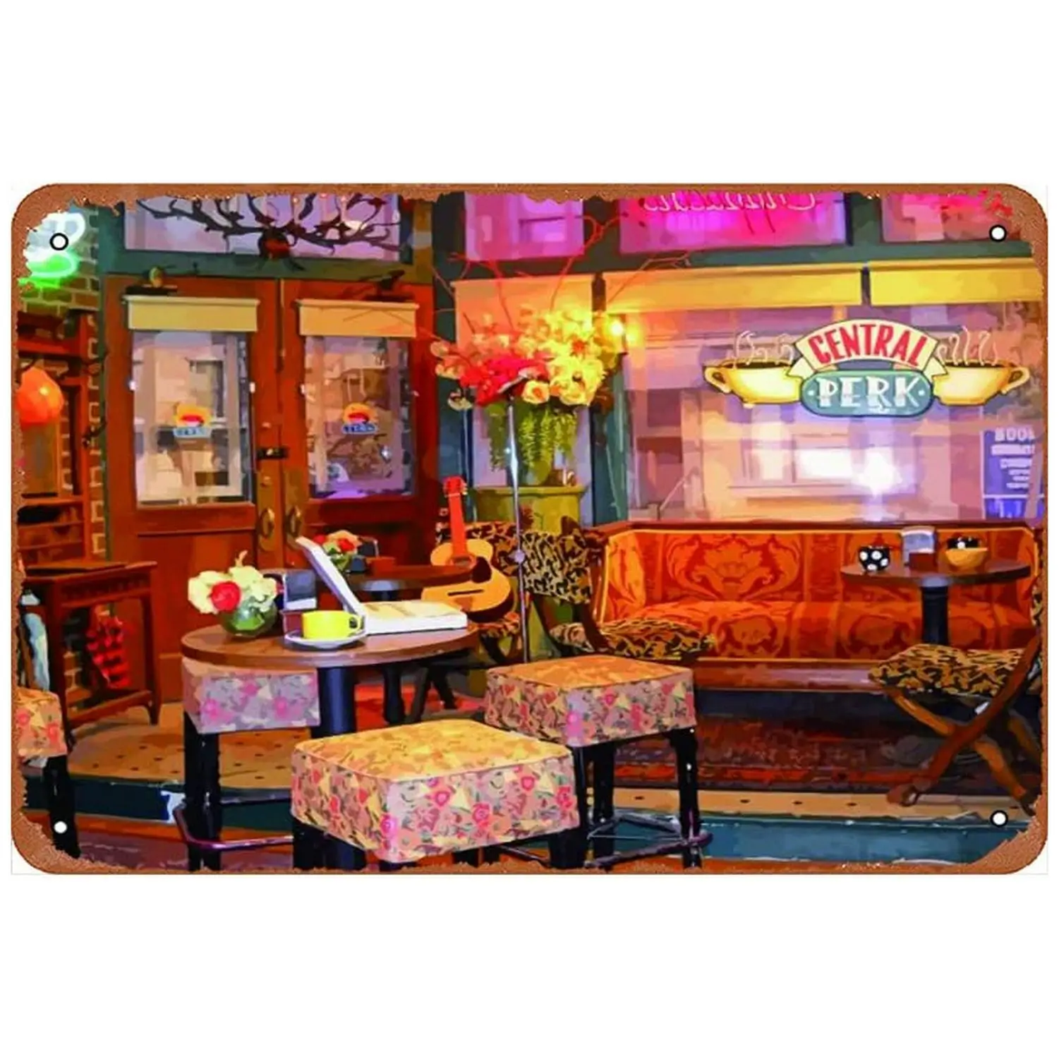 Central Perk Coffee Metal Tin Signs Friends Wall Plaque Sign Vintage Iron Painting Decoration for Garage Cafe Game Room Club Bar