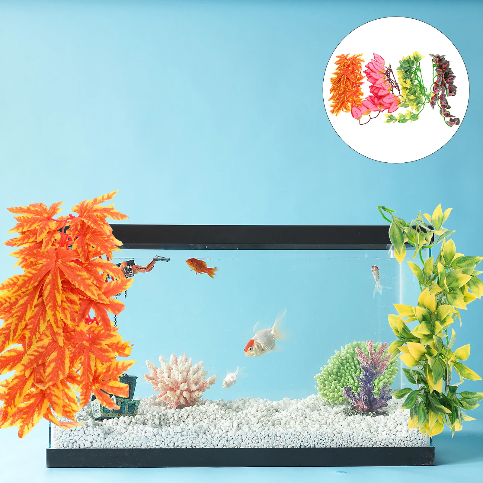 

4 Pcs Simulation Aquatic Plant Reptile Cage Decor Terrarium L scape Pet Cage Fake Plant Rattan L scaping Non Fading Durable