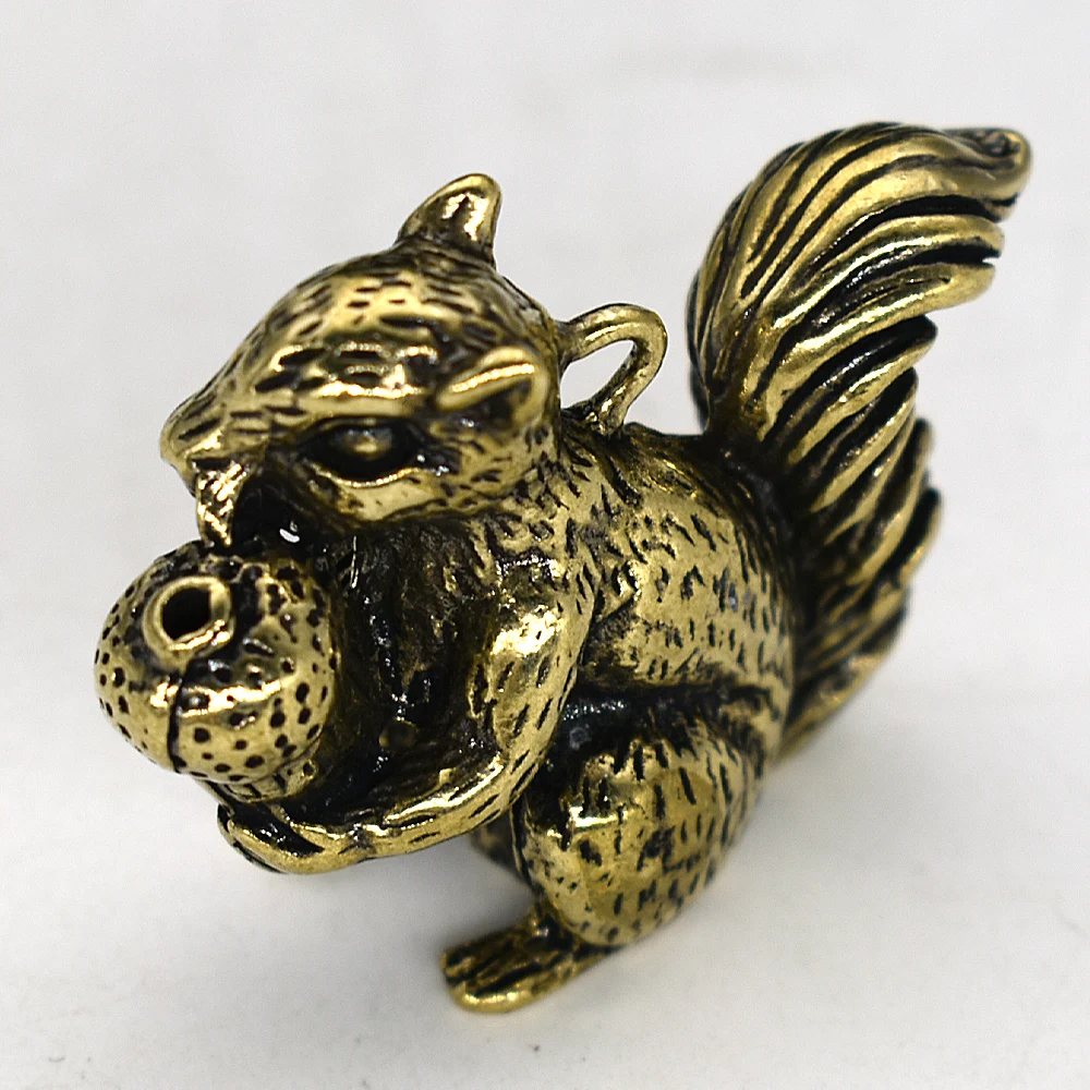 

Vintage Solid Brass Cute Squirrel Figurine Handle Squirrel Incense Holder Incense Burner Keychain Pendant