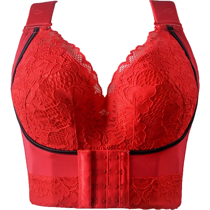 Women Plus Size Push Up Sexy Deep Cup Seamless Underwear Wireless Comfort Bra Hide Back Fat Thin Cup Bra Fashion Vest Underwear