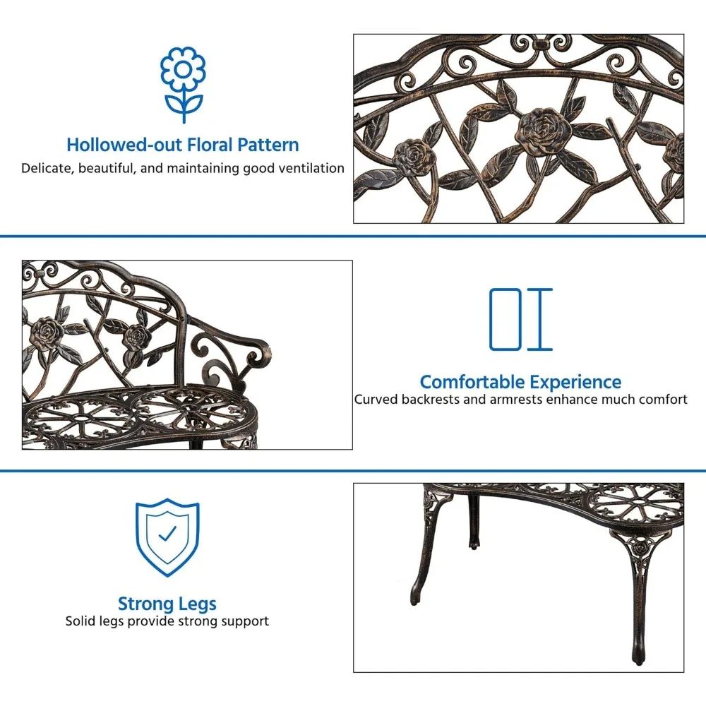 Patio Tuinbank Park Bank Outdoor Banken, Aluminium Patio Bank Voor Veranda, Gazon, Balkon, Achtertuin,